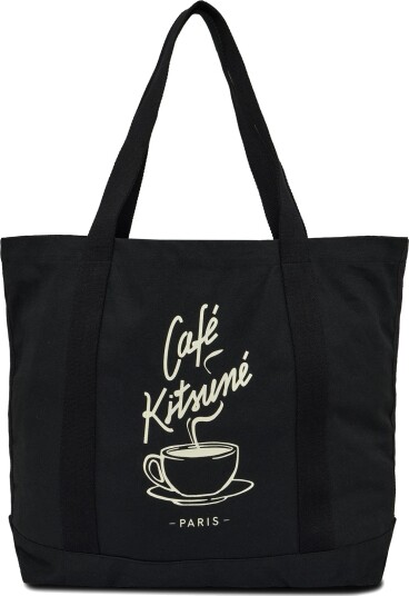 Maison Kitsune Cafe Kitsune Coffee Cup Tote Bag Black ONE SIZE Maison Kitsune Cafe Kitsune Coffee Cup Tote Bag Black ONE SIZE