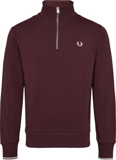 Fred Perry Half Zip Sweatshirt   OXBLOOD/ECRU   L
