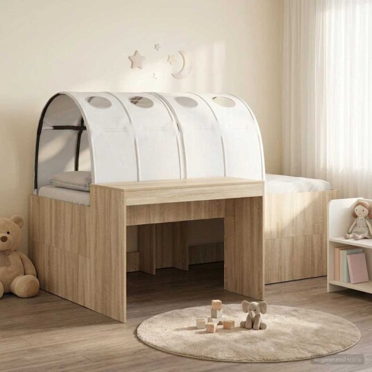  Seng med tunnel 4 pcs Sonoma eik og hvit Konstruert tre