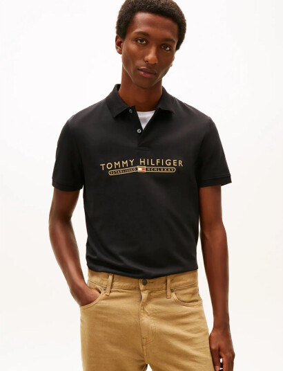 Tommy Hilfiger Icon Lux Interlock Reg Polo - Black - S