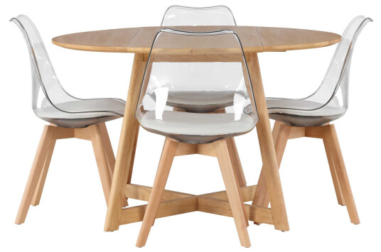 Venture Design Yadikon & Edvin spisegruppe Transparent/brun 4 stoler & bord 120 cm
