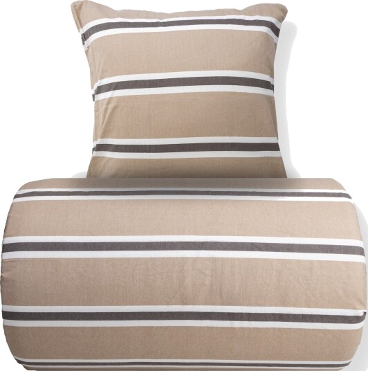 Nordstrand Home Dobbelt sengetøy 200x220 cm   Bomullssengetøy av flanell   Beige med striper