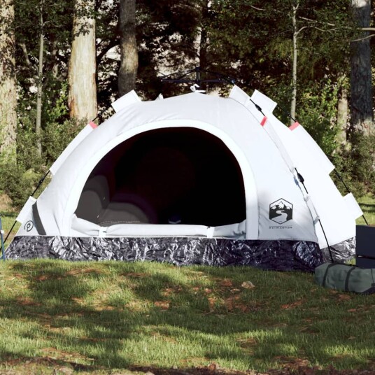 Campingtelt 2 personer hvit blendingsstoff hurtigutløser Campingtelt 2 personer hvit blendingsstoff hurtigutløser