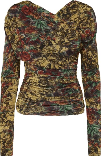 Ganni Top In Printed Jersey Gold 40 Ganni Top In Printed Jersey Gold 40