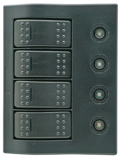 Bryterpanel med sikringer og LED lys   4 brytere