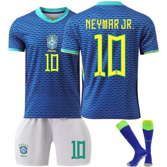 24-25 Brasil Borte Barn Fotballdrakter Sett Fotballklær Nr 10 Neymar-Xin 20
