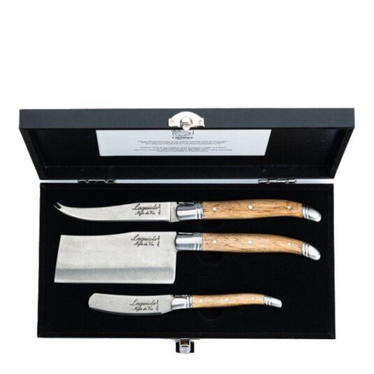 Laguiole Style de Vie Ostekniver 3 stk oak stonewash Laguiole Style de Vie Ostekniver 3 stk oak stonewash