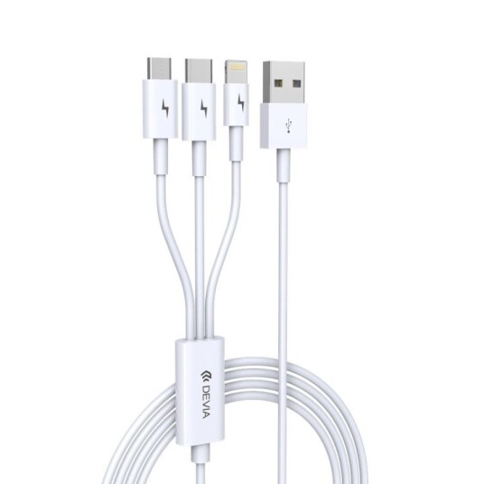 Devia kabel 3in1 Smart EC141 USB - Lightning + USB-C + MicroUSB 1,2 m 2A hvit