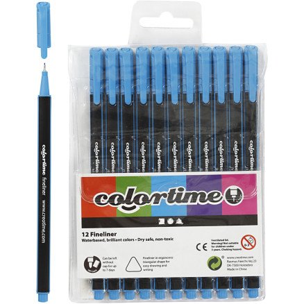 Colortime Colortime Fineliner Tusj linje 0,6-0,7 mm Lyseblå 12 stk 1 pk