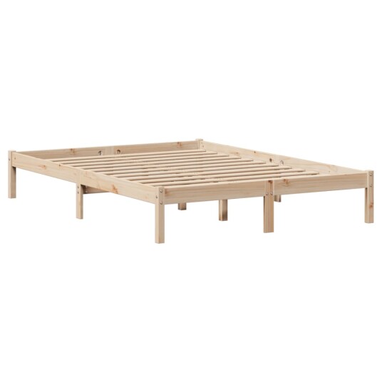 Seng med bokhylle uten madrass 140x190 cm heltre furu 3321536