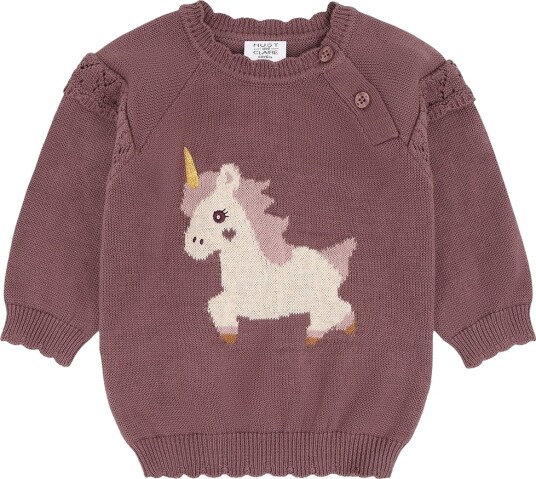 Hust and Claire Genser Strikk HcPuzzle Plum Hust and Claire 1 år (80) Genser Beige Gull Hvit Lilla
