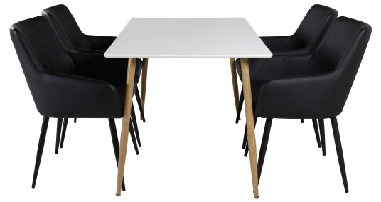 Venture Design Polar & Comfort spisegruppe Hvit/svart 4 st stoler & bord 120 x 75 cm