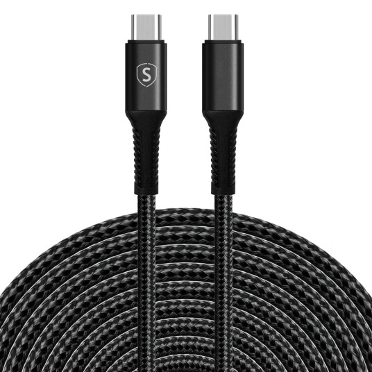 SiGN USB-C till USB-C laddkabel 60W/3A, 5m – Svart