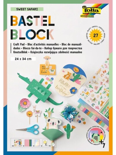 Folia Hobbyblokk med hobbyark og folie-klistremerker Sweet Safari