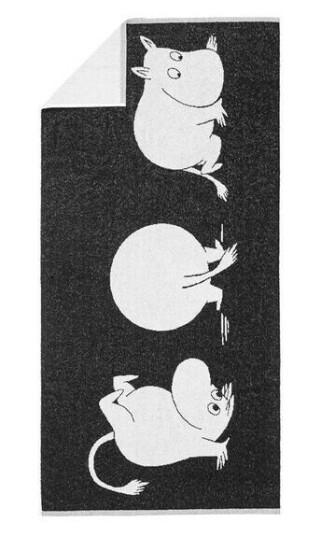MoominArabia Mummi badehåndkle 70x140 cm Mummitrollet svart/hvit