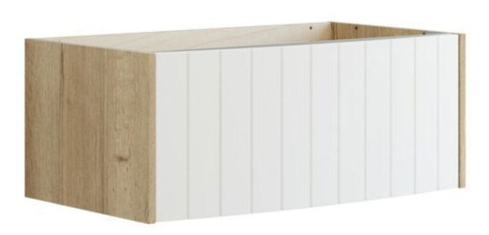 Dansani Inzo Vintage Rillet Servantskap 1 Skuff   Buet Natur Eik/hvit Matt / 80cm
