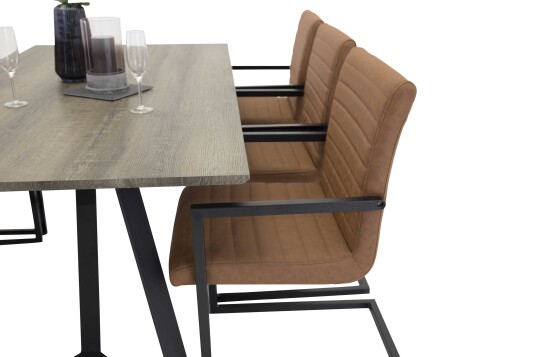 Venture Design Marina & Art spisegruppe Grå/svart 6 st stoler & bord 180 x 90 cm