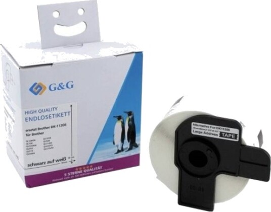 G&G Etiketter Kompatibel Med Brother Dk 11208 Termotransfer Papir Hvit 38 X 90 Mm 400 Stk Permanent G&G Etiketter Kompatibel Med Brother Dk 11208 Termotransfer Papir Hvit 38 X 90 Mm 400 Stk Permanent