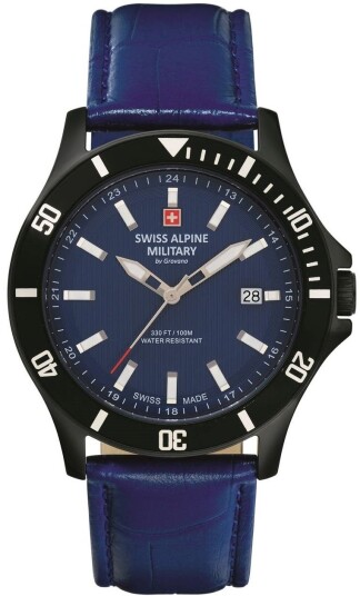 Swiss Alpine Military Herreklokke 7022.1575 Challenger Blå/Lær Ø42