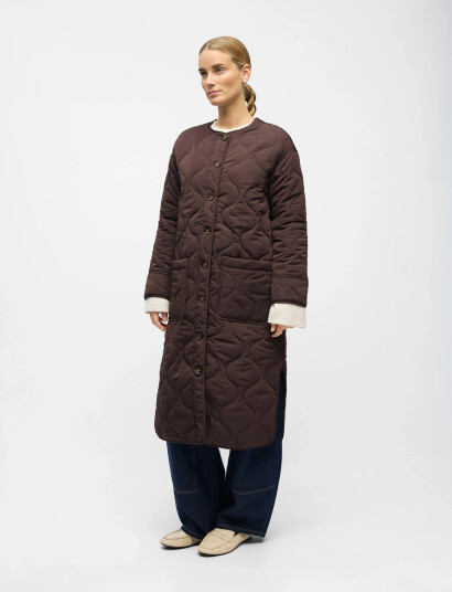Object Objallie Ls Lo Long Quilt Jacket Aw Fa25 - Brown - 36 Object Objallie Ls Lo Long Quilt Jacket Aw Fa25 - Brown - 36