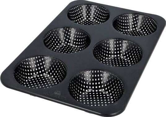 Birkmann   Bread Buddies hamburgerbrødform 6 stk perforert 32x21 cm svart