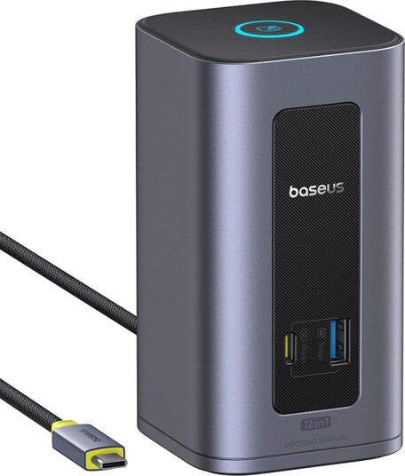 Baseus Nomos Nu1 Air Spacemate 12-i-1 Dokkingstasjon med 2x HDMI 60Hz og 2x USB-C Grå Baseus Nomos Nu1 Air Spacemate 12-i-1 Dokkingstasjon med 2x HDMI 60Hz og 2x USB-C Grå