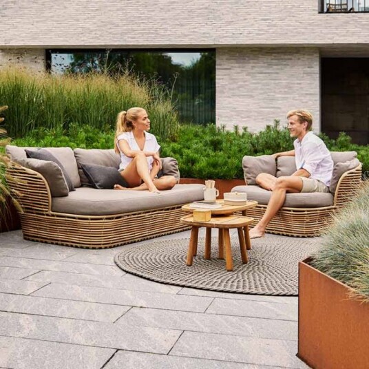 Cane line Loungesofa Basket Natural Artificial Wicker Incl Light Airtouch Putesett