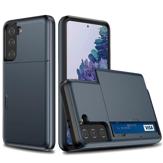 INCOVER Samsung Galaxy S21 FE (5G) Hybrid Håndverker Deksel med Lommebok - Blå