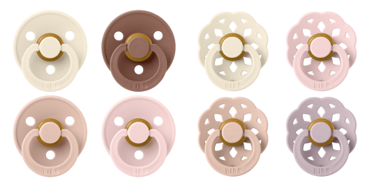 BIBS Pacifier Colour 4 PACK Ivory/Blush/Woodchuck/Blossom + 4 PACK Dusky Lilac Mix Size 2