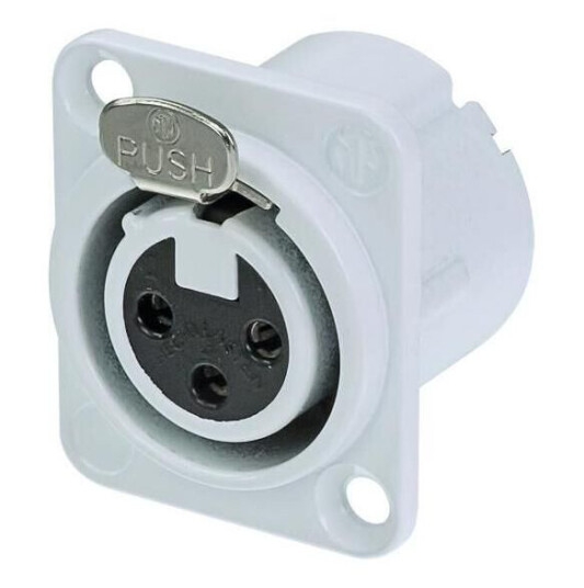 Neutrik Nc3fd-Lx-Wt Xlr Chassis 3p Hun Med Lås Hvit