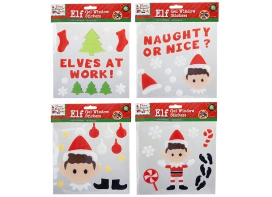 Elves Behavin" Badley Elf Gel Klistremerke Sett 4 Asst.