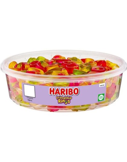 150 stk Haribo Friendship Rings   Boks med Vingummi Ringer 480 gram