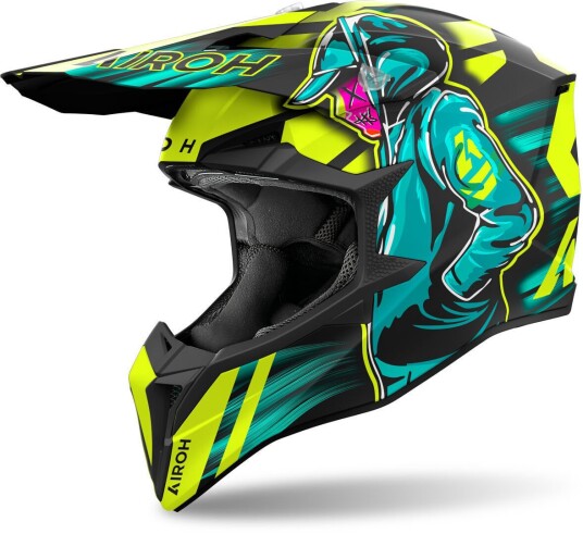 Airoh Wraaap Cyber Motocross Hjelm XS Blå Gul Airoh Wraaap Cyber Motocross Hjelm XS Blå Gul