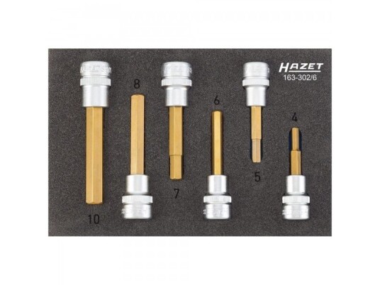 Hazet 163-302/6, Støpselsett, 3/8", Metrisk, 6 Hoder, 4,10 Mm, 17,2 Cm Hazet 163-302/6, Støpselsett, 3/8", Metrisk, 6 Hoder, 4,10 Mm, 17,2 Cm