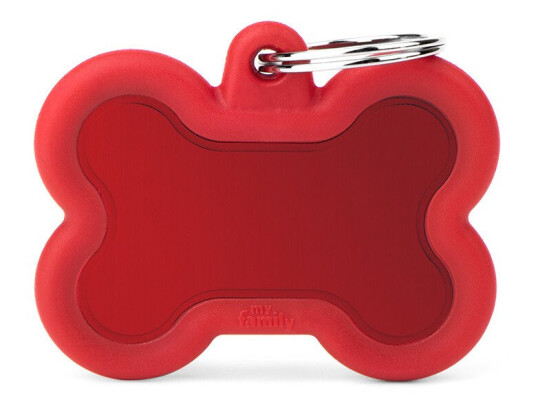Myfamily Hushtag Collection Id Tag-Aluminium Med Plast Kant Rød