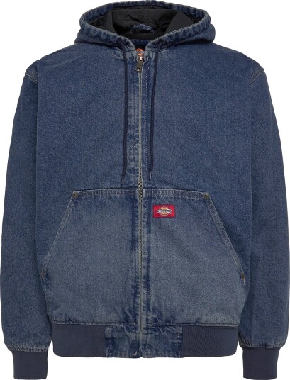 Dickies Hilham Lined Denim Hooded Bomber   MID BLUE FADE WASH   XXL