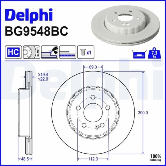 Bremseskive DELPHI BG9548BC