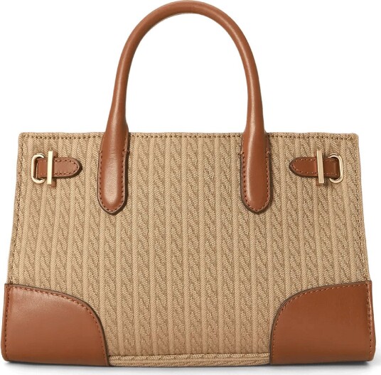 Lauren Ralph Lauren Mini Cable Jacquard Small Devyn Tote Bag   KHAKI/LAUREN TAN   One Size