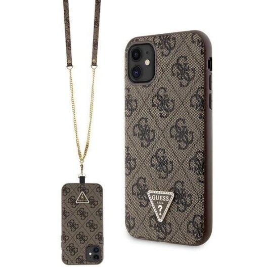 Guess Hardcase Crossbody for iPhone 11/XR 6,1" Brun med Metall-Logo
