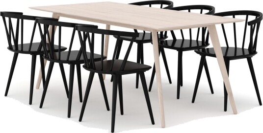 Tyrö Spisegruppe med 6 Tyrö Armstoler Whitewash/Black