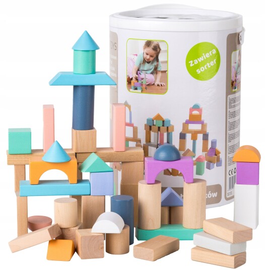 Trehusklosser 100 stk bøtte og sorter ECOTOYS