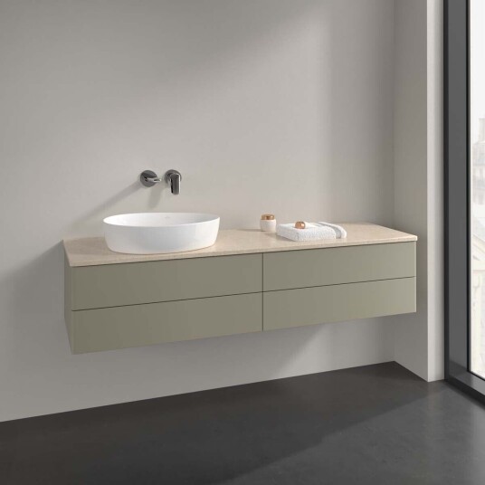 Villeroy & Boch Antao Servantskap med 4 skuffer 160x50x36 cm m/lys Steingrå/Crème