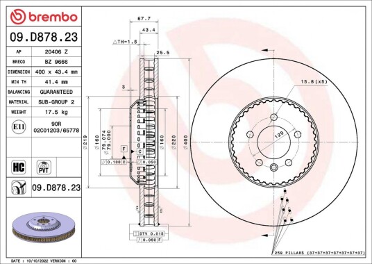 Bremseskive BREMBO 09.D878.23