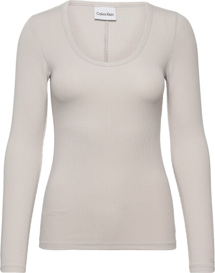 Calvin Klein | Modal Rib Scoop Neck Ls Top | L