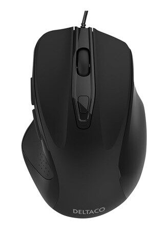 Deltaco Office Kablet Optisk Mus 6 Knapper Ergonomisk Svart