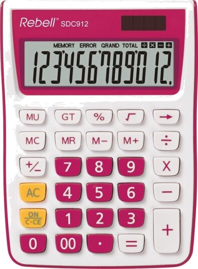 Rebell SDC912 Desktop 12 Sifre Batteri/Solcelle Rosa Rebell SDC912 Desktop 12 Sifre Batteri/Solcelle Rosa