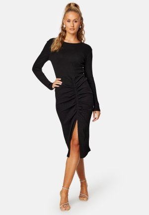 VILA Ribena L/S Slit Midi Dress Black L VILA Ribena L/S Slit Midi Dress Black L