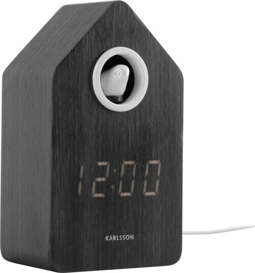 Karlsson Vekkerklokke Cuckoo LED Svart