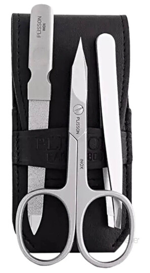 Plisson Manicure Set, Black Leather3 parts