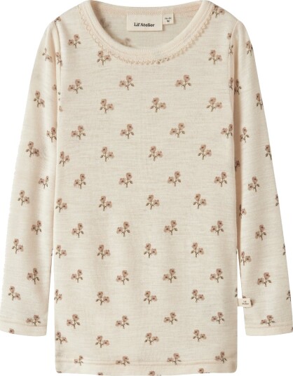 Lil Atelier Nalu Wo/Mo Long Sleeve Slim Top Beige 104